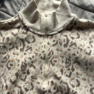 Airie size S Leopard Print Quarter-Zip Pullover